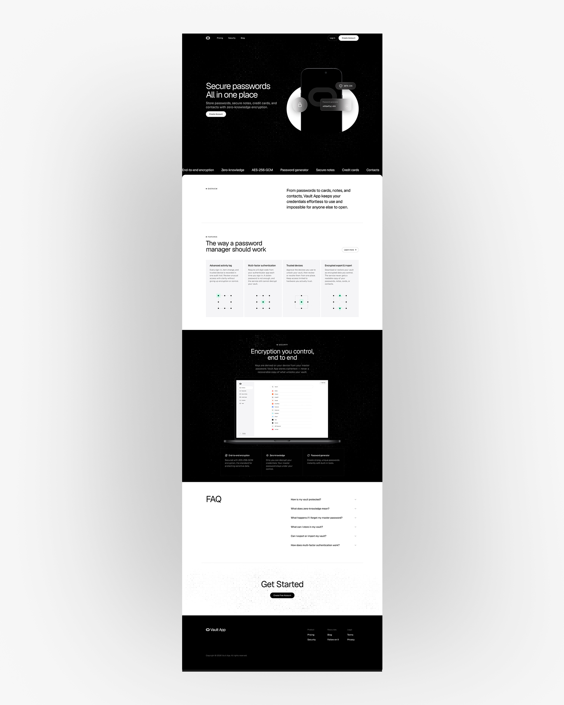 Vault App home